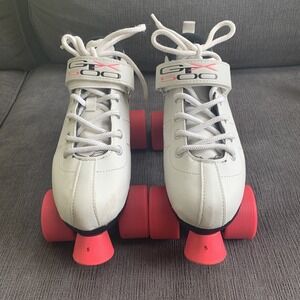 Pacer GTX 500 Derby Style Quad Roller Skates White Pink Womens Size 5